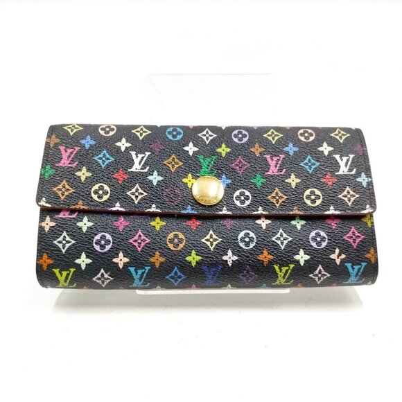 Authentic Louis Vuitton Black Monogram MultiColor Wallet mn363-030526